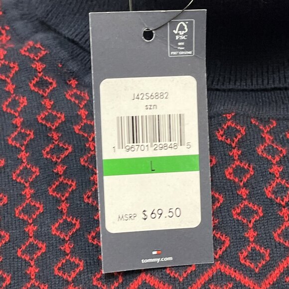 Tommy Hilfiger Sweater Womens‎ L Blue Reindeer Turtleneck Pullover Holiday Cabin - Picture 7 of 11